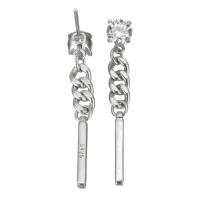 Sterling Silver Drop Earring, Mixed Material, plated & micro pave cubic zirconia & for woman, 33mm 0.5mm 