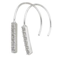 Sterling Silver Stud Earring, Mixed Material, plated & micro pave cubic zirconia & for woman 1mm 