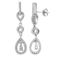 Sterling Silver Drop Earring, Mixed Material, plated & micro pave cubic zirconia & for woman, 38mm 