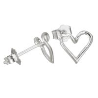 Sterling Silver Stud Earring, Mixed Material, Heart, plated & for woman & hollow 