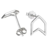 Sterling Silver Stud Earring, Mixed Material, plated & for woman & hollow 