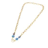 Stainless Steel Jewelry Necklace, with Glass Beads, for woman, gold .71 Inch 