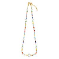 Кристальное ожерелье из пресноводных жемчуг, Пресноводные жемчуги, с Кристаллы, Женский, Много цветов для выбора, длина:16 дюймовый, продается Strand