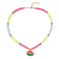Fimo Schmuck Halskette, Polymer Ton, mit Muschel, für Frau, farbenfroh, Länge:16 ZollInch, verkauft von Strang