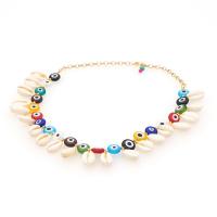Evil Eye Jewelry Necklace, Shell, for woman, multi-colored Inch 