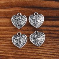 Zinc Alloy Heart Pendants, plated, vintage & DIY, silver color, 14*15mm 