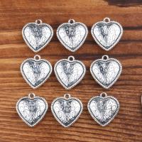Zinc Alloy Heart Pendants, plated, vintage & DIY, silver color, 6*20*22mm 