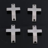 Stainless Steel Charm Connector, Cross, polished, DIY, silver color, 20*34mm 