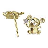 Sterling Silver Stud Earring, Mixed Material, Mouse, gold color plated & micro pave cubic zirconia & for woman & hollow 0.5mm 