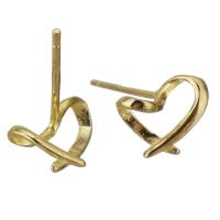Sterling Silver Stud Earring, Mixed Material, Heart, gold color plated & for woman & hollow 0.5mm 