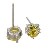 Sterling Silver Stud Earring, Mixed Material, plated & micro pave cubic zirconia & for woman 0.5mm 
