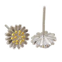 Sterling Silver Stud Earring, Mixed Material, Flower, gold color plated & for woman 0.5mm 
