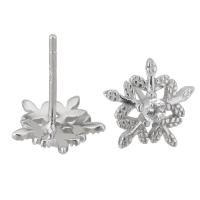 Sterling Silver Stud Earring, Mixed Material, Flower, plated & micro pave cubic zirconia & for woman & hollow 0.5mm 