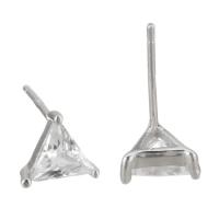 Sterling Silver Stud Earring, Mixed Material, Triangle, plated & micro pave cubic zirconia & for woman 0.5mm 