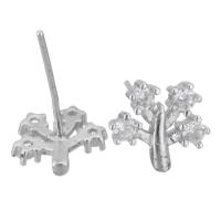 Sterling Silver Stud Earring, Mixed Material, Flower, plated & micro pave cubic zirconia & for woman 0.5mm 