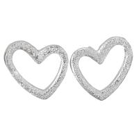 Sterling Silver Stud Earring, Mixed Material, Heart, plated & for woman & hollow 0.5mm 