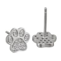 Sterling Silver Stud Earring, Mixed Material, plated & micro pave cubic zirconia & for woman 0.5mm 