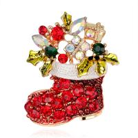 Bijoux broche en Zinc alliage , alliage de zinc, Conception de Noël & bijoux de mode & avec strass, rouge, Vendu par PC