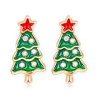Broche de bijoux de Noël, alliage de zinc, arbre, Placage, bijoux de mode & avec strass, vert, Vendu par PC