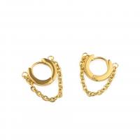 Huggie Hoop Drop Earring, Titanium Steel, gold color plated, for woman 