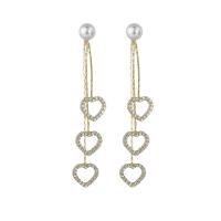 Zinc Alloy Rhinestone Drop Earring, with 925 Sterling Silver, plated, for woman & with rhinestone 78mm 