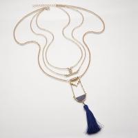 Fashion Fringe Necklace, Zinc Alloy, plated, for woman, blue 