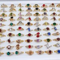 Zinc Alloy Ring Set, with Cubic Zirconia, plated, Korean style & mixed ring size, mixed colors, US Ring .5-10 