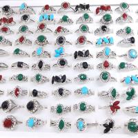 Gemstone Zinc Alloy Finger Ring, with Gemstone, plated, vintage & mixed ring size & for woman, mixed colors, US Ring .5-10.5 