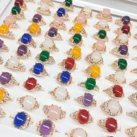 Gemstone Zinc Alloy Finger Ring, with Gemstone, plated, mixed ring size, mixed colors, US Ring .5-10 