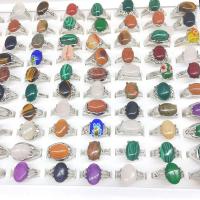 Gemstone Zinc Alloy Finger Ring, with Gemstone, plated, mixed ring size US Ring .5-10 
