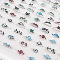 Gemstone Zinc Alloy Finger Ring, with Gemstone, plated, mixed ring size, mixed colors, US Ring .5-10 