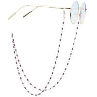 18K Gold Glasses Chain, with Amethyst, plated, anti-skidding & glass pattern design, purple, 780mm 