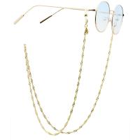 Brass Glasses Chain, gold color plated, anti-skidding & glass pattern design, golden, 780mm 