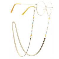18K Gold Glasses Chain, with Quartz, plated, anti-skidding & glass pattern design, golden, 770mm 