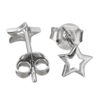 Sterling Silver Stud Earring, Mixed Material, Star, plated & for woman & hollow 