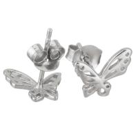 Sterling Silver Stud Earring, Mixed Material, Butterfly, plated & for woman & hollow 