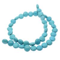 Perles en Turquoise naturelle, turquoise synthétique, Plat rond, poli, DIY, bleu, 10*10mm Vendu par brin