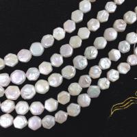Petites perles cultivées en eau douce, perle d'eau douce cultivée, hexagone, blanc, 12mm Environ 14.5 pouce, Vendu par brin
