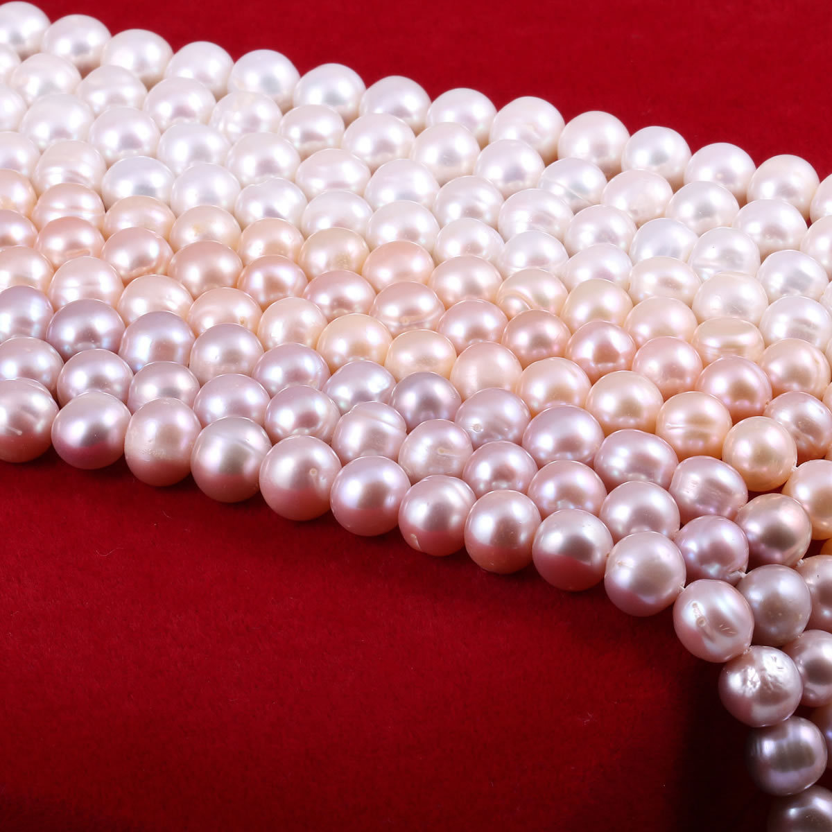 淡水養殖の真円真珠, 天然有核フレッシュウォーターパール, 異なるサイズの選択, 無色, 7-8mm, 長さ:約 14.5 インチ, 売り手 ストランド