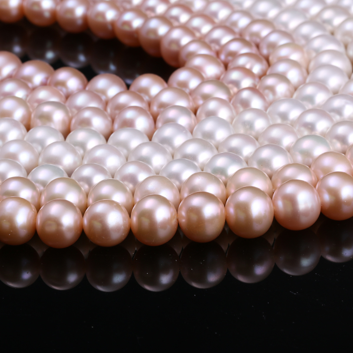 淡水養殖の真円真珠, 天然有核フレッシュウォーターパール, わずかに丸い, 異なるサイズの選択, 無色, 長さ:約 14.5 インチ, 売り手 ストランド