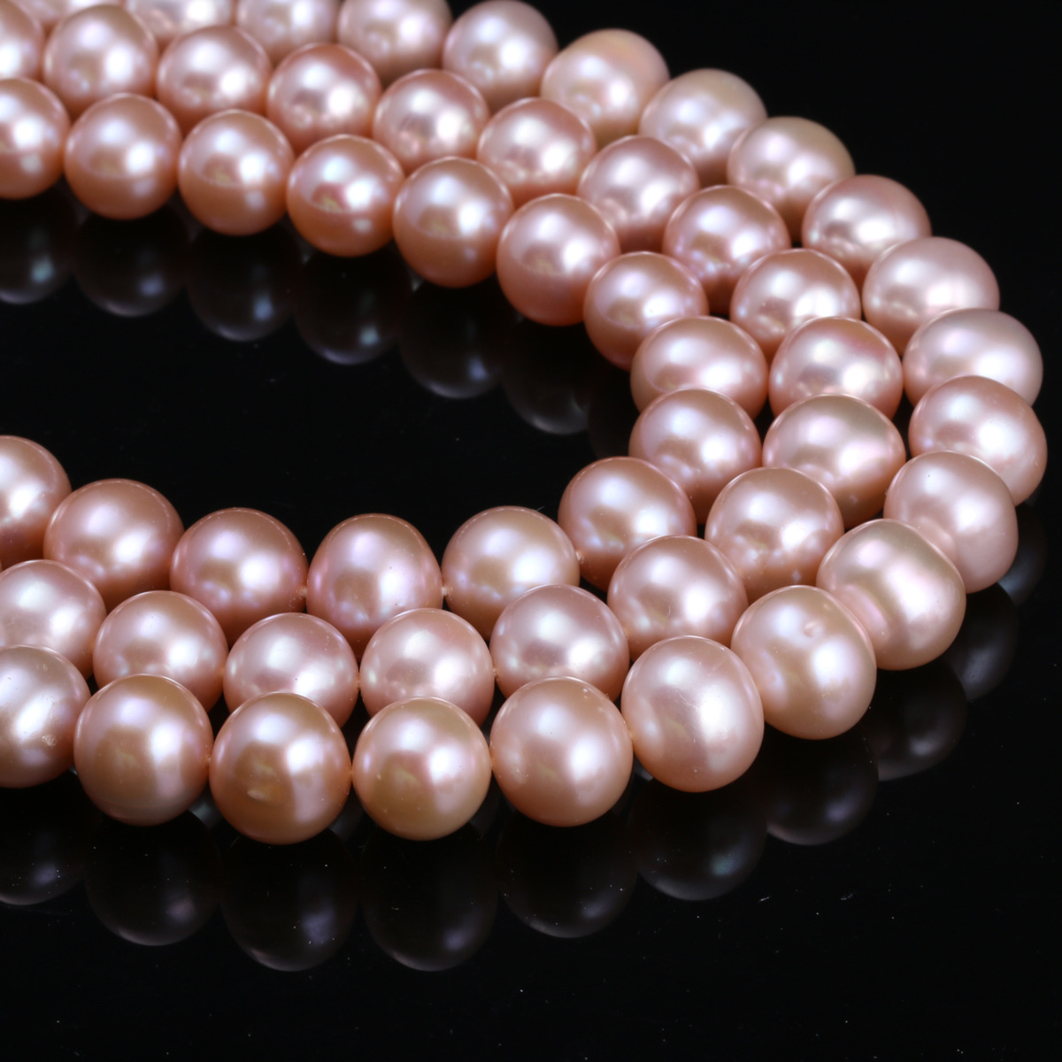 淡水養殖の真円真珠, 天然有核フレッシュウォーターパール, わずかに丸い, 異なるサイズの選択, 無色, 長さ:約 14.5 インチ, 売り手 ストランド