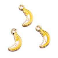 Zinc Alloy Enamel Pendants, Banana, gold color plated, yellow 
