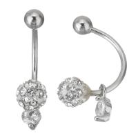 Sterling Silver Drop Earring, Mixed Material, plated & micro pave cubic zirconia & for woman, 17mm 
