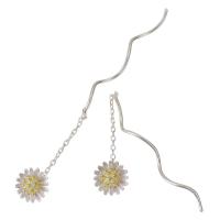 Sterling Silver Thread Through Earrings, Mixed Material, Flower, plated & for woman, 58mm,8mm 