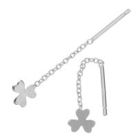 Sterling Silver Thread Through Earrings, Mixed Material, Three Leaf Clover, plated & for woman, 32mm 