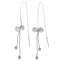 Sterling Silver Thread Through Earrings, Mixed Material, plated & micro pave cubic zirconia & for woman, 130mm,6mm 