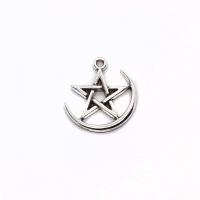 Zinc Alloy Star Pendant, Moon and Star, plated, hollow 