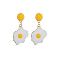 Enamel Zinc Alloy Drop Earring, with 925 Sterling Silver, gold color plated, for woman, white 