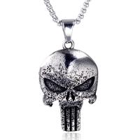 Titanium Steel Pendants, Skull, fashion jewelry, silver color 