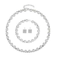 Fashion Zinc Alloy Jewelry Sets, Stud Earring & bracelet & necklace, with Plastic Pearl, three pieces & fashion jewelry, white 